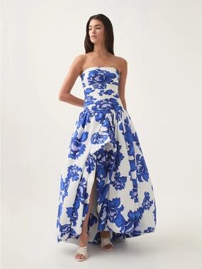 chinese dress ladies Aje. Vacation Rosa Floral Ramie Maxi Dress